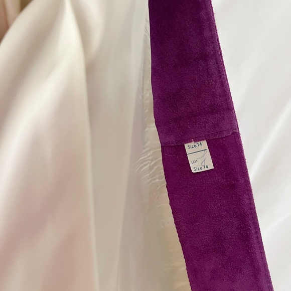 Vintage 1970s Purple Suede Jacket Miss Bergdorf Leather Jacket medium - Picture 7 of 8